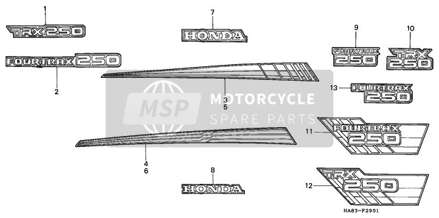 Honda TRX250 1987 Stripe (TRX250G/H) for a 1987 Honda TRX250