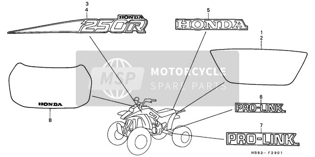 Honda TRX250R 1989 Banda/Emblema (2) per un 1989 Honda TRX250R