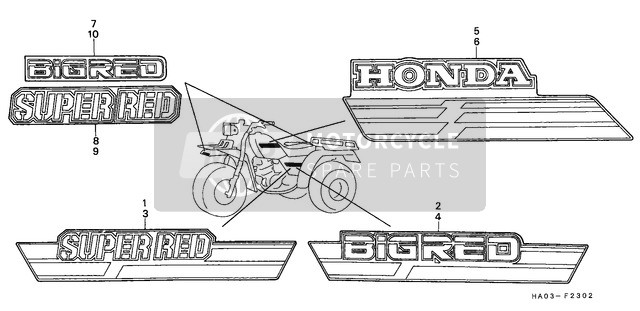 Honda ATC250ES 1987 Bande/Emblème (3) pour un 1987 Honda ATC250ES