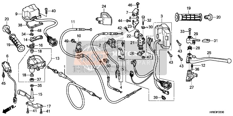 17910HR6A60, Cable Comp., Throttle, Honda, 0