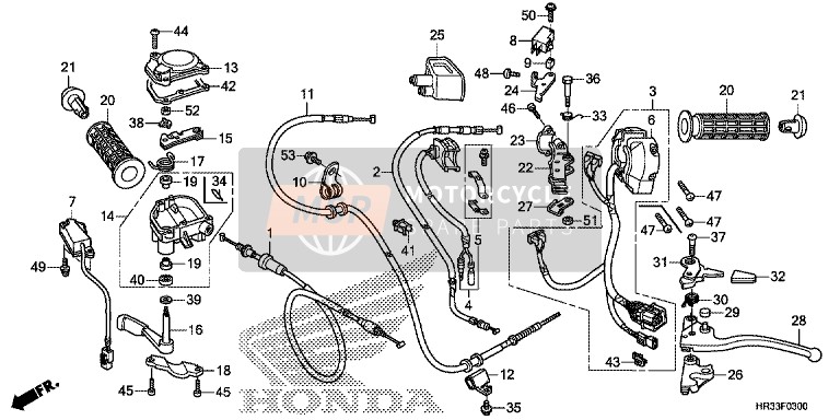 53172HN5V60, Mensola,  Leva Freno, Honda, 2