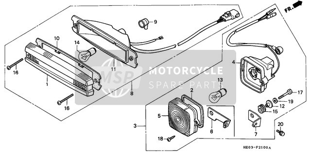 Honda FL400R 1989 Fanale posteriore per un 1989 Honda FL400R