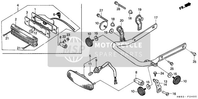 Honda TRX250R 1989 Fanale posteriore/Porta tubo per un 1989 Honda TRX250R