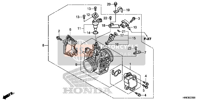 Honda TRX500FA5 2015 Corpo farfallato per un 2015 Honda TRX500FA5