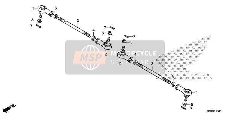 Honda TRX500FE2 2014 Spoorstang voor een 2014 Honda TRX500FE2