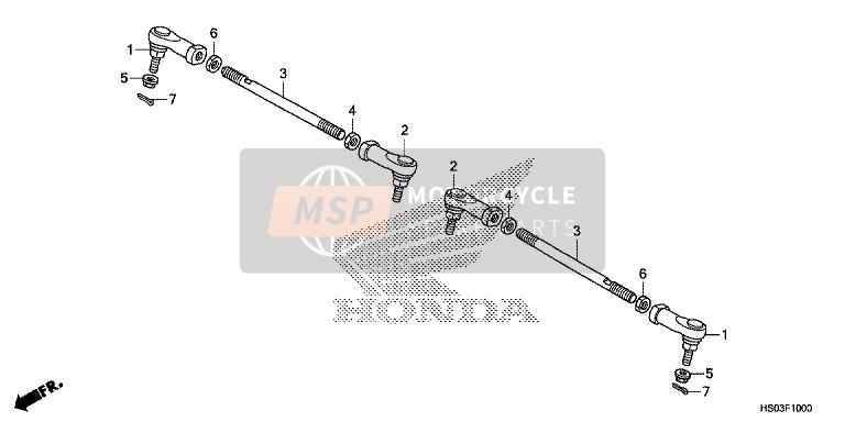 Honda TRX250TM 2016 Spoorstang voor een 2016 Honda TRX250TM