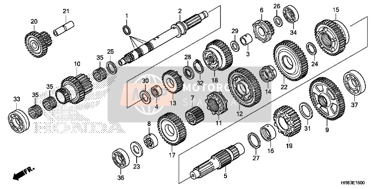 23432HR6A60, Versnellingspook, CONTRA-, Honda, 0