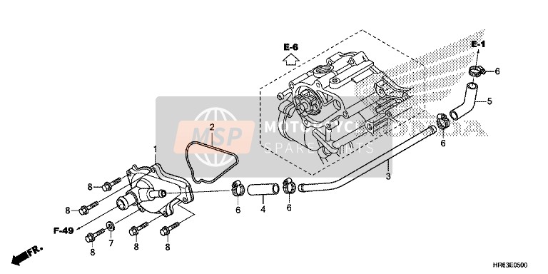 Honda TRX500FA5 2017 Couvercle de pompe à eau pour un 2017 Honda TRX500FA5