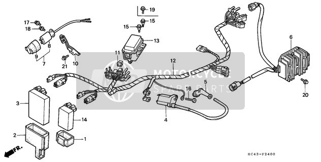 Honda TRX300FW 1990 Filo Imbracatura per un 1990 Honda TRX300FW