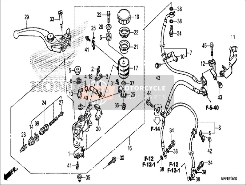 Honda CBR1000S1 2019 Maître-cylindre de frein avant pour un 2019 Honda CBR1000S1