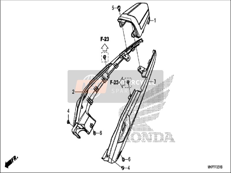 Honda CB400XA 2019 Carenatura posteriore per un 2019 Honda CB400XA