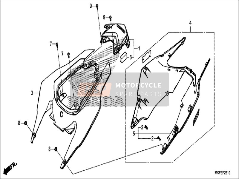 77220MKFDJ0ZA, Cowl Set, Rr. Upper (Wl), Honda, 0