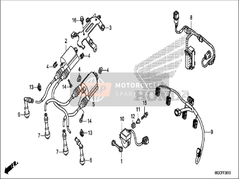 Honda CB1100CA 2019 Sub Imbracatura/Bobina di accensione per un 2019 Honda CB1100CA