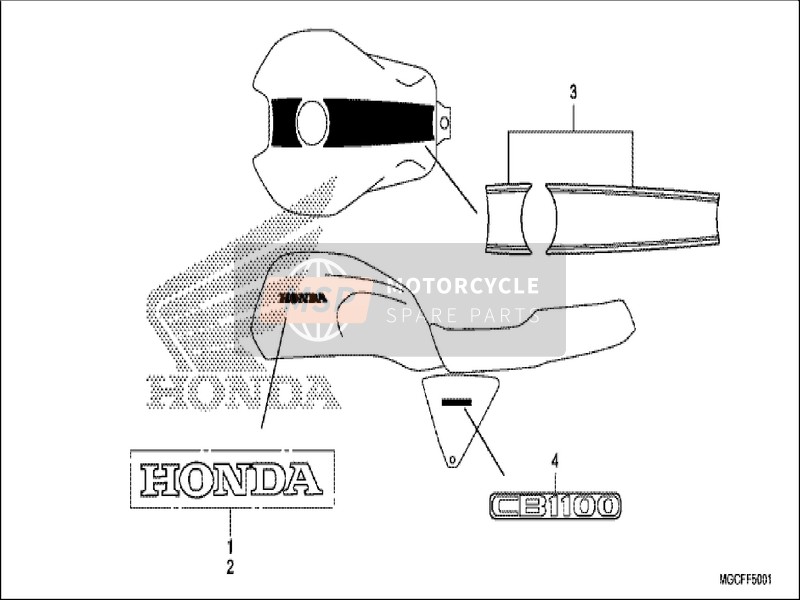 Honda CB1100CA 2019 Embleem (CB1100CA/NA/NAD) voor een 2019 Honda CB1100CA