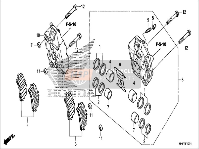 Honda CBR1000S1 2019 Étrier de frein avant (CBR1000S1) pour un 2019 Honda CBR1000S1