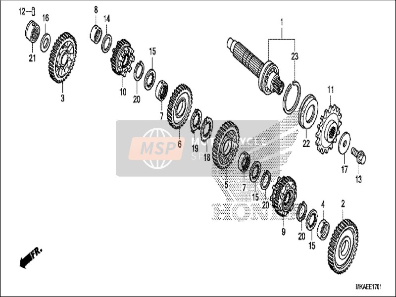 23441MKAD50, Gear, Countershaft Second (40T), Honda, 0