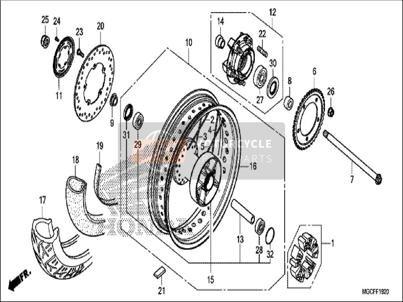 42711MGCN23, Tire, Rr. (Dunlop) (140/7, Honda, 1