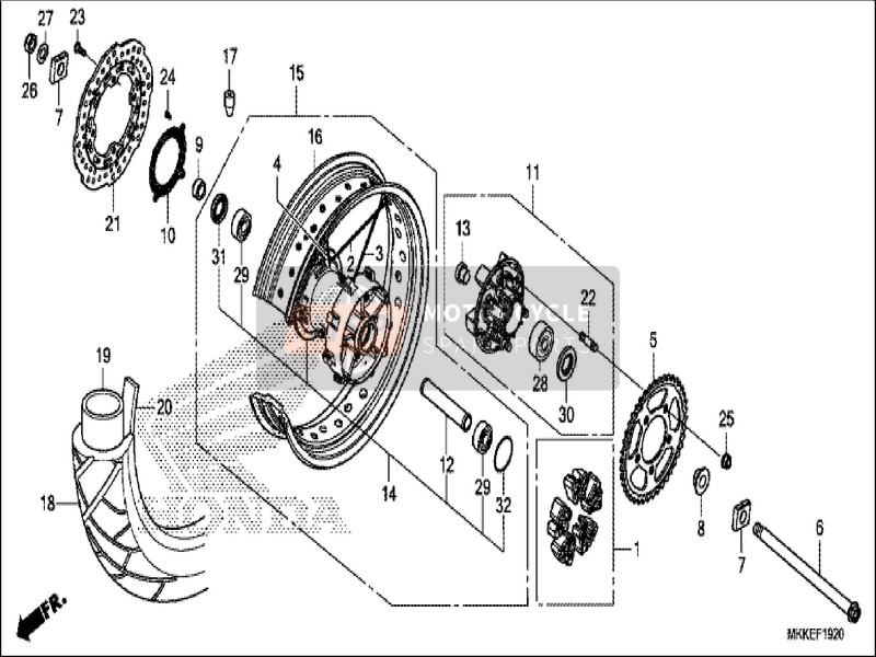 Honda CRF1000A 2019 Ruota posteriore per un 2019 Honda CRF1000A