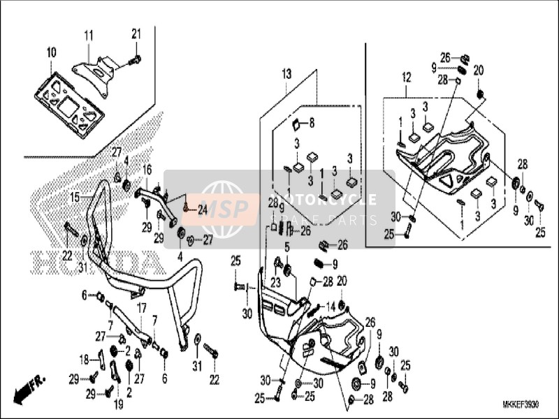 Honda CRF1000D 2019 Front Side Pipe/SKID Plate for a 2019 Honda CRF1000D