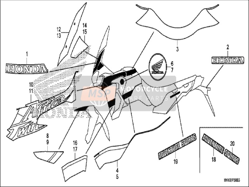 Honda CRF1000D2 2019 marque/Bande (4) pour un 2019 Honda CRF1000D2