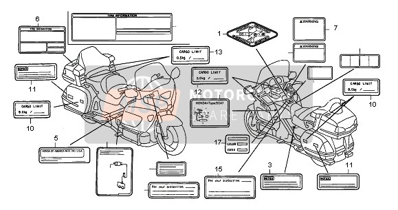 87520MZ3310, Etikett, Lastbegrenzung (, Honda, 1