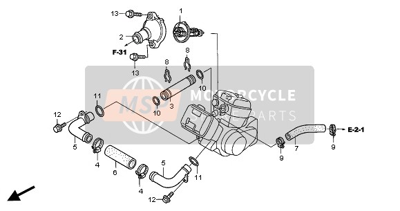 Honda VT125C2 2001 WATER HOSE for a 2001 Honda VT125C2