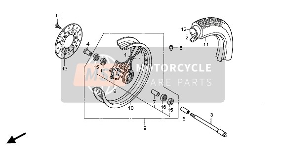 Honda VT125C2 2001 Ruota anteriore per un 2001 Honda VT125C2