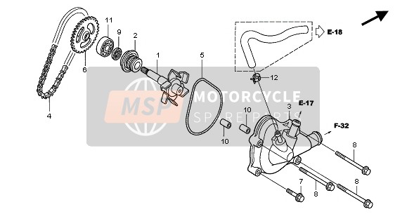 19225MBB003, Ketting, Waterpomp Aandri, Honda, 0