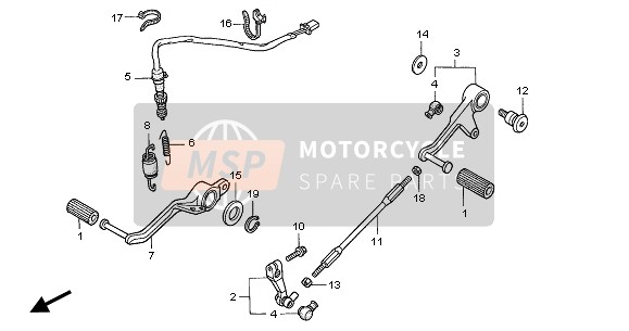 90113MCF000, Schakeldraaipen, Honda, 2