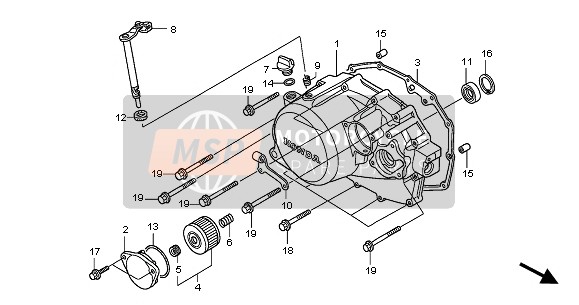 Honda XL125V 2001 RIGHT CRANKCASE COVER for a 2001 Honda XL125V