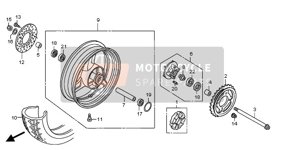 42313KPC640, Seitenhuelse, R. H. Rad, Honda, 1