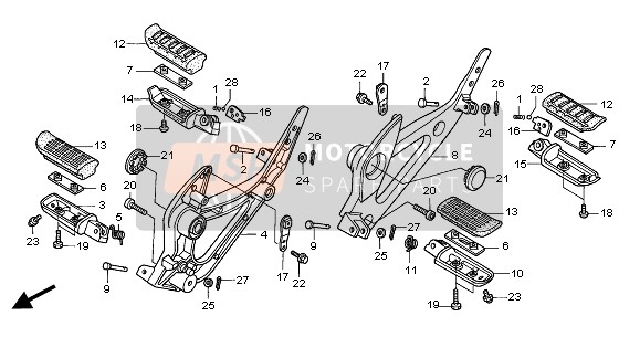 50712MT3010, Stang, L. Duozitvoetsteun, Honda, 1