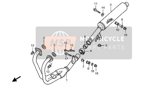 Honda CB500 2002 EXHAUST MUFFLER for a 2002 Honda CB500