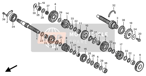 23501MAL600, Gear, Countershaft Fifth(24T), Honda, 0