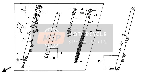 Honda CB600F2 2002 Tenedor frontal para un 2002 Honda CB600F2