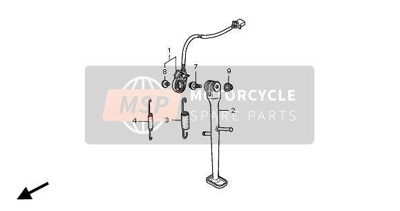 50543MBZG00, Spring Assy., Side Stand Sub, Honda, 0