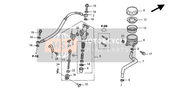 Honda CBR600F 2002 REAR BRAKE MASTER CYLINDER for a 2002 Honda CBR600F