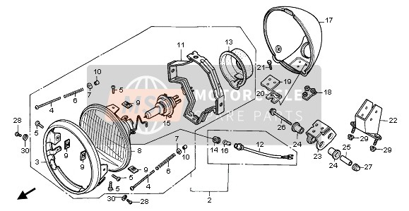 Honda VT600C 1995 HEADLIGHT (UK) for a 1995 Honda VT600C