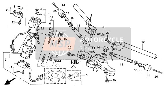 Honda CBR600FR 2002 Maniglia tubo & Ponte superiore per un 2002 Honda CBR600FR