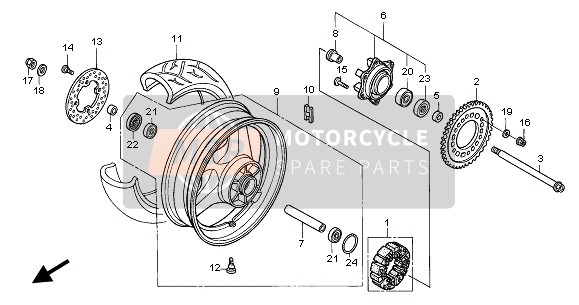 Honda CBR600FS 2002 Rueda trasera para un 2002 Honda CBR600FS