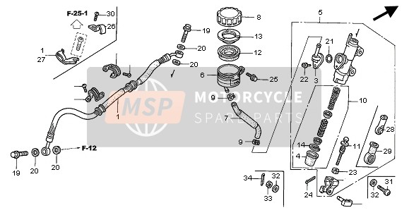 Honda CBR900RR 2002 REAR BRAKE MASTER CYLINDER for a 2002 Honda CBR900RR