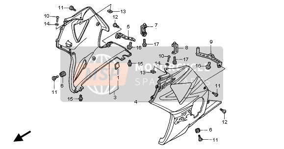 64450MCJ750ZC, Cowl Set, L. Lower *TYPE3 * (TYPE3 ), Honda, 0