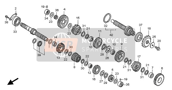 23431MAT000, Gear, Mainshaft Second (16T), Honda, 0