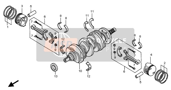 13108MZ0305, Piston, L. (O.S. 0.50), Honda, 0