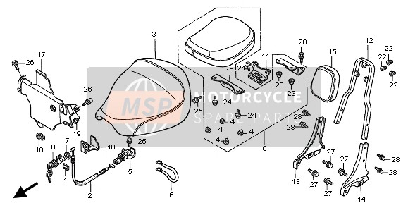 77400MZ0A80, Seat Comp., Back, Honda, 0