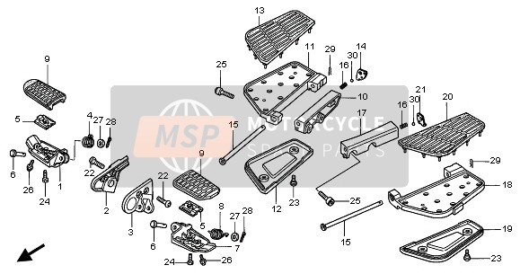 50721MCAA00, Espiga,  Estribo Asiento T, Honda, 2