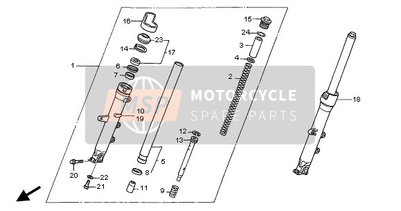 51500MBLD01, Gabel Kompl., L. V. (###), Honda, 3