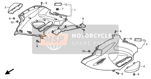 Honda NT650V 2002 MIDDLE COWL for a 2002 Honda NT650V