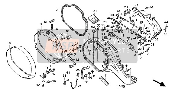 77258MBL610, Plate Comp. A, R. Saddlebag Catch, Honda, 1