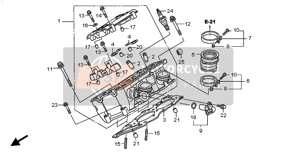 Honda ST1300 2002 RECHTER ZYLINDERKOPF für ein 2002 Honda ST1300